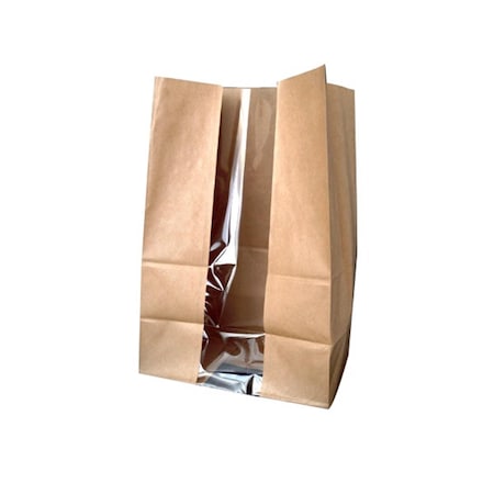Packnwood 7.1 x 4.3 x 10.4 in. Brown SOS Bag with Window 210SOS11BRF